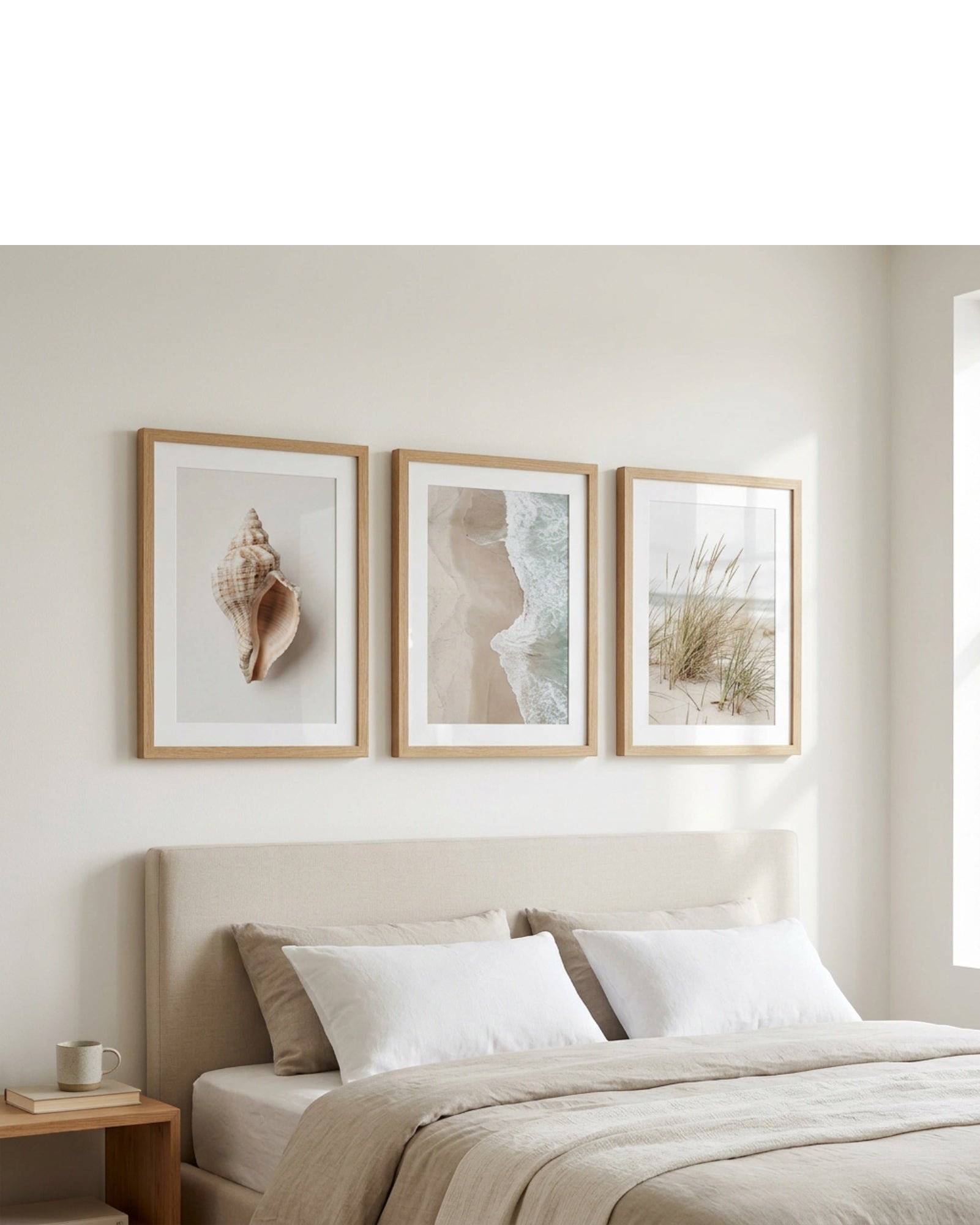 Nxzo Coastal Gallery Wall Print Set 3 Pieces Oak - Lifestyle view